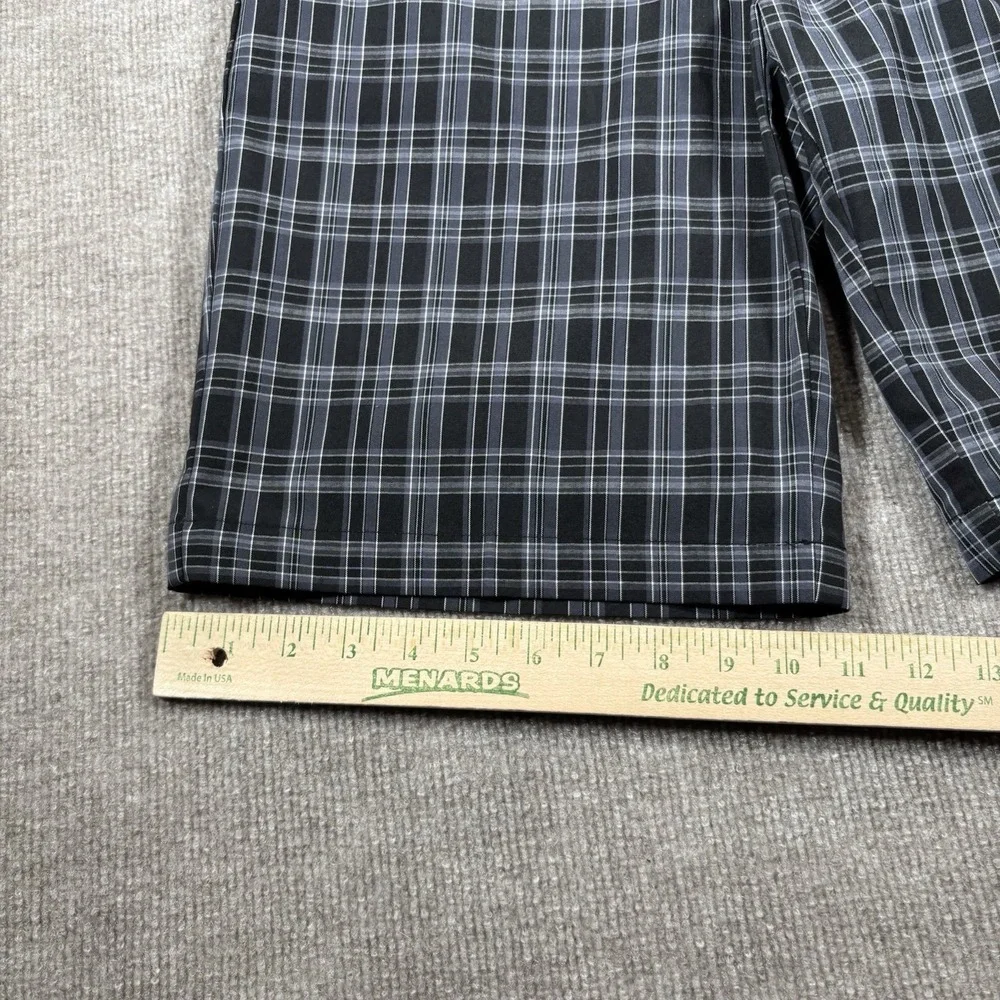 Adidas Shorts Mens Size 30 Black Plaid Performance Golf‎ Chino Embroidered Logo